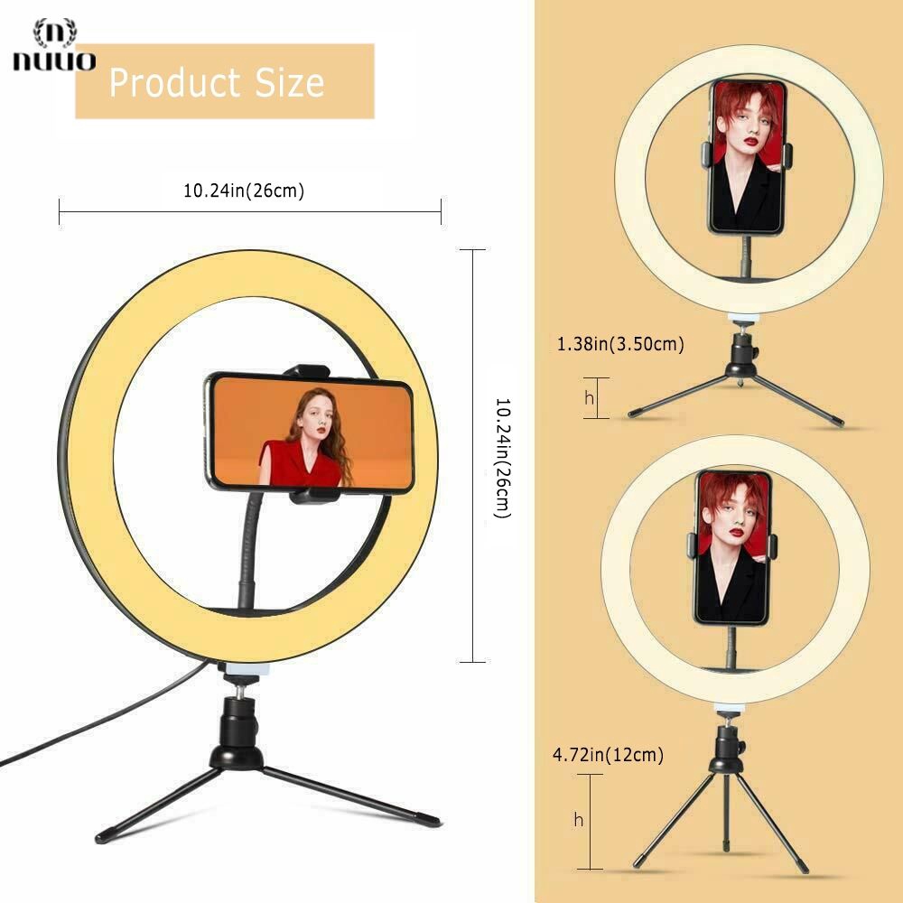 ⋐⋐ 10&quot; LED Ring Light Phone Holder For Selfie Makeup Photography Video Live Stream 【nuuo】