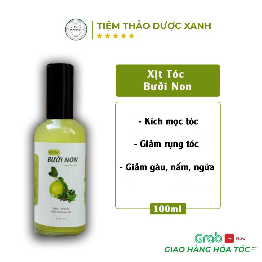 Xịt tóc bưởi non hương nhu Tiệm Thảo Dược Xanh xịt tóc tinh dầu bưởi, giúp mọc tóc, làm dày tóc 100ml