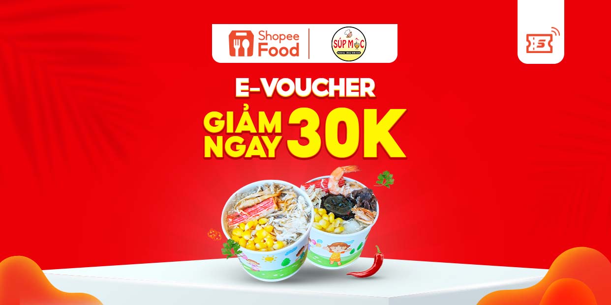 Giảm 30K đơn từ 50K Súp Cua Mộc khi đặt ShopeeFood trên Shopee