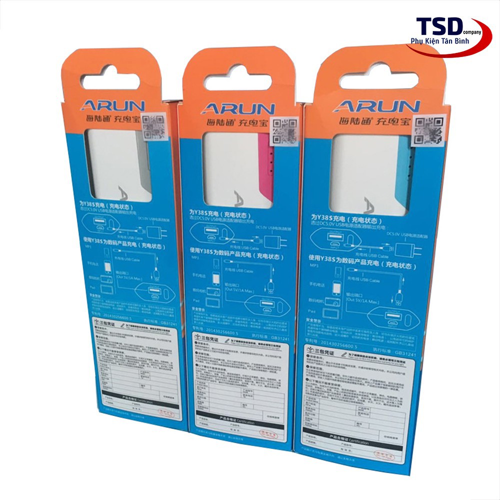 ☁Pin Dự Phòng Arun Y38S 5600mAh Chính Hãng