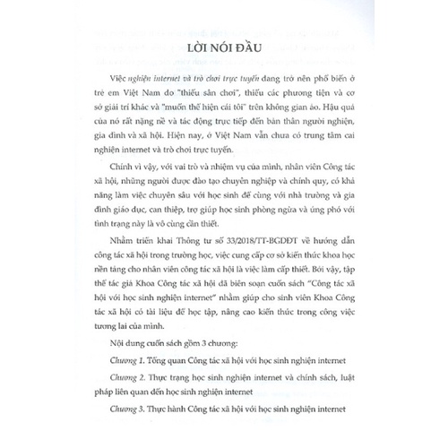 Sách - Công Tác Xã Hội Với Học Sinh Nghiện Internet (DN)