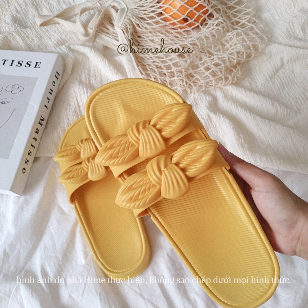 Dép nhựa quai ngang nơ phong cách hàn quốc thích hợp đi mưa, đi biển, đi dạo