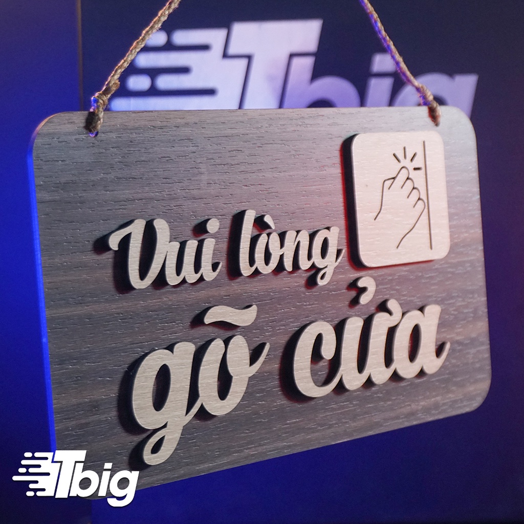 Bảng gỗ treo cửa vui lòng gõ cửa mẫu TCD04