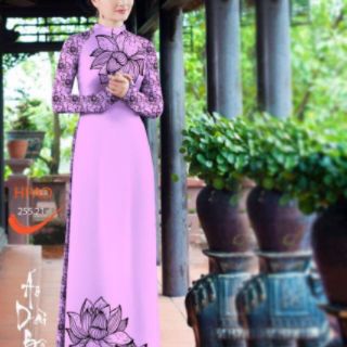 Vải áo dài hoa sen