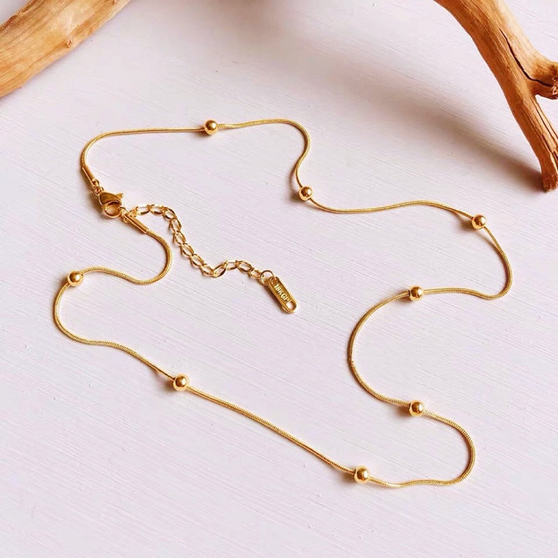 Dây chuyền titan nữ không gỉ thiết kế dạng dây sợi mì đơn giản phong cách hàn thời trang thanh lịch 2023