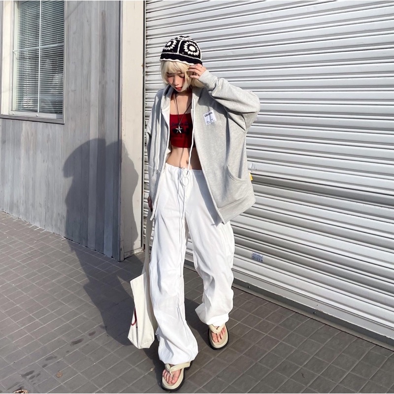 HOODIE ZIP có nón tay dài