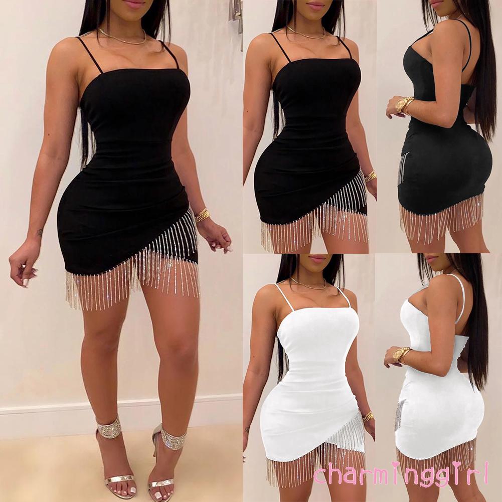 Đầm ôm body không tay phối tua rua gợi cảm thời trang dành cho nữ