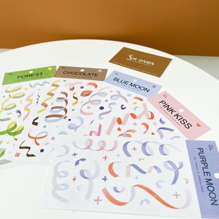 Sticker Confetti ruy băng nhiều màu