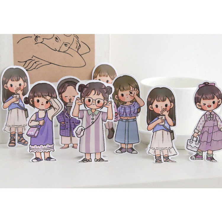 Bộ Sticker hình cô gái/ chàng trai cá tính dán trang trí sổ VPPTUEMINH, điện thoại nhiều mẫu