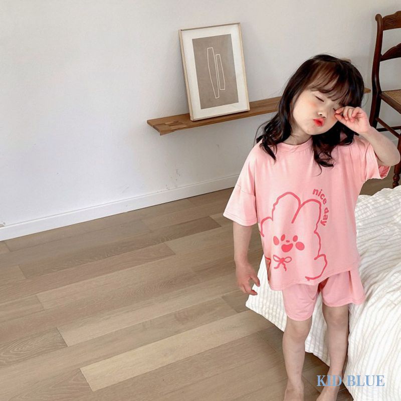 Bộ Quần Áo Tay Ngắn In Hoạt Hình Thời Trang Mùa Hè Xinh Xắn Cho Bé