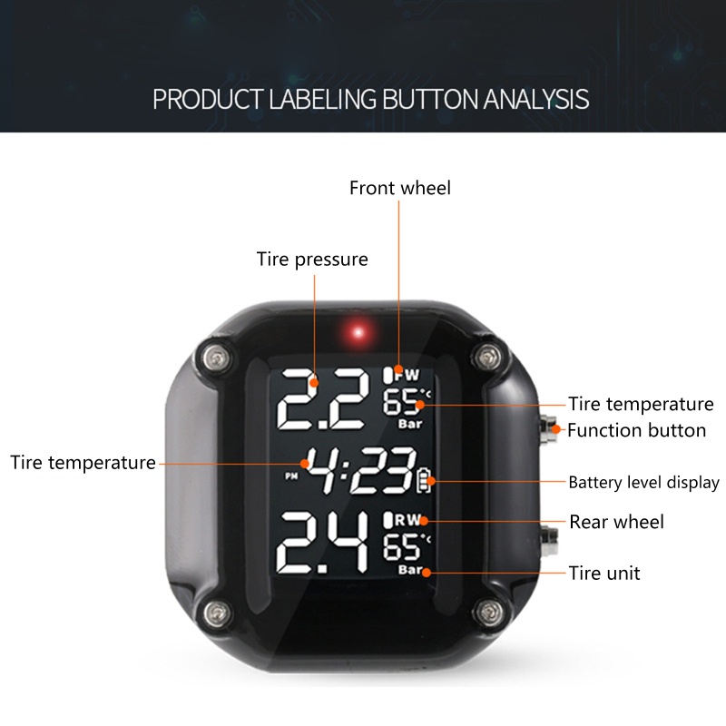 Hệ Thống Giám Sát Áp Suất Lốp Xe Máy TPMS Màn Hình LCD 2 Cảm Biến Ngoài