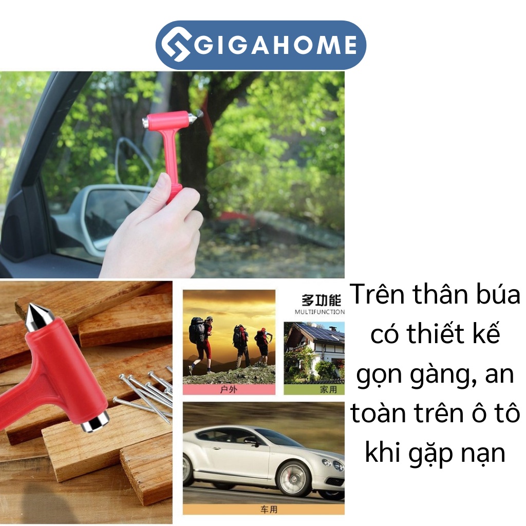 Búa Thoát Hiểm Đập Kính Ô Tô Cứu Hộ GIGAHOME Kèm Cao Cắt Dây Tiện Lợi 8975