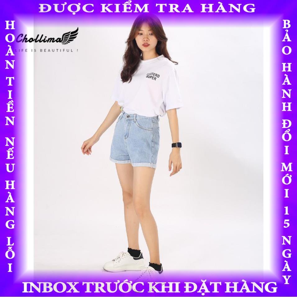 Quần shorts jean nữ Chollima lật lai trơn nhiều màu phong cách hàn quốc QS001 buiduc