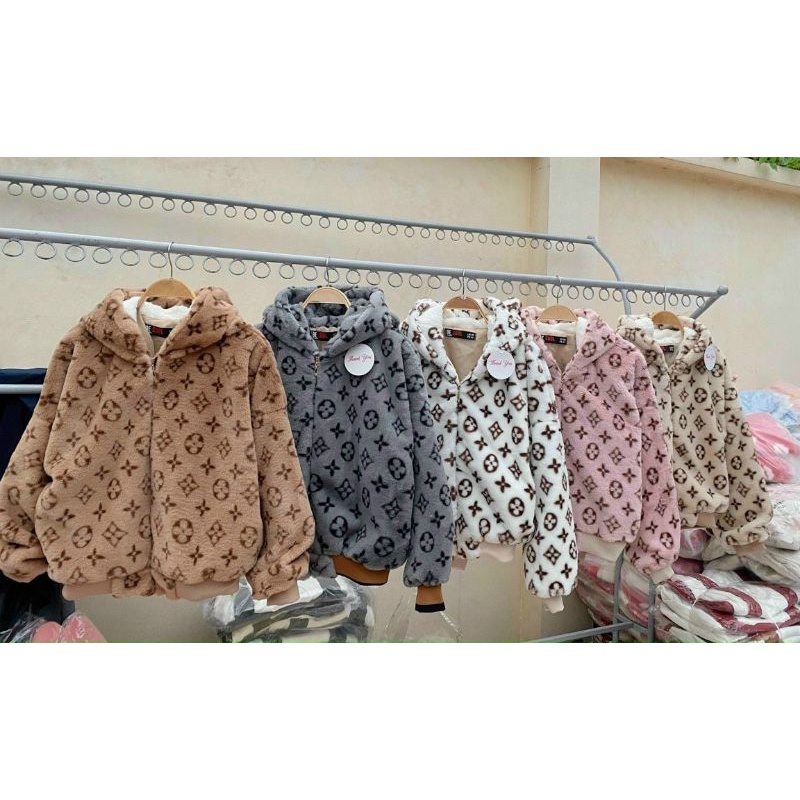 Áo Lông Nữ Ms.0626 Áo Khoác Lông Họa Tiết Logo Sang Chảnh, Chất Lông Mềm Mịn, Bên Trong Lót Gió