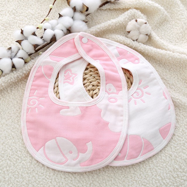 Yếm ăn dặm, yếm chữ U chất cotton 2 mặt in hình cho bé