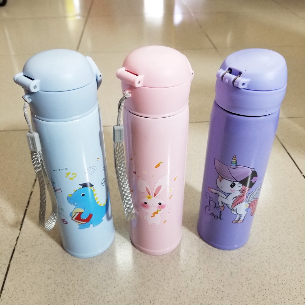 Bình giữ nhiệt hoạt hình khủng long thỏ hồng pony chất liệu inox 304 tốt