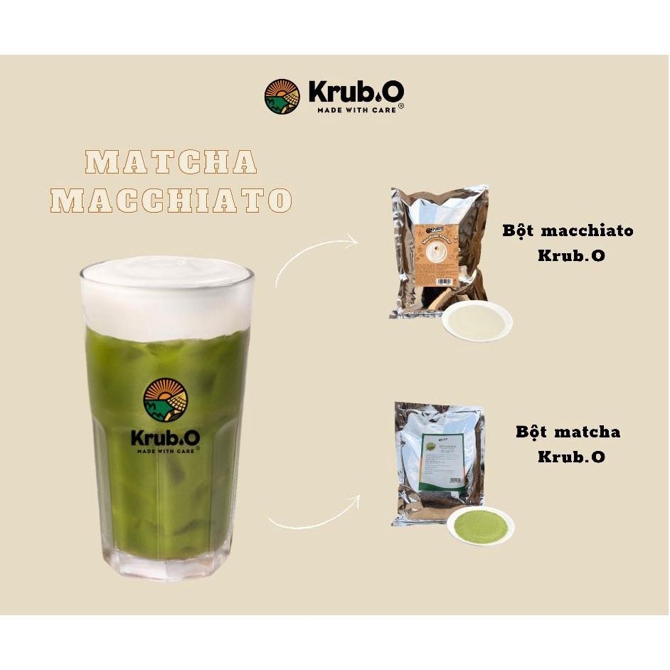 Bột matcha bột trà xanh Krub.O thơm đậm vị pha trà sữa topping dẻo dai sản xuất dây chuyền chất lượng cao túi 1kg