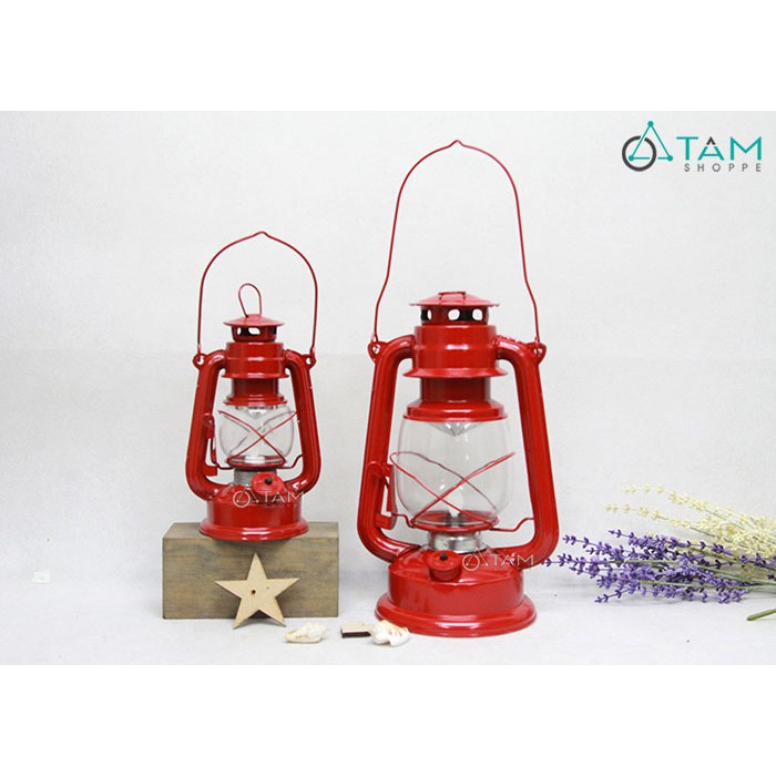 Đèn bão giả cổ ngọn lửa điện tử dùng pin màu Đỏ số 04-RED TTTM
