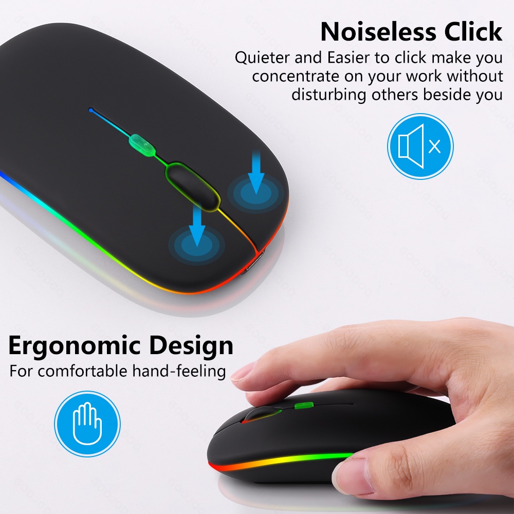 Chuột Bluetooth Chuột không dây có thể sạc lại Siêu mỏng Đèn LED yên lặng Chuột chơi game có đèn nền đầy màu sắc