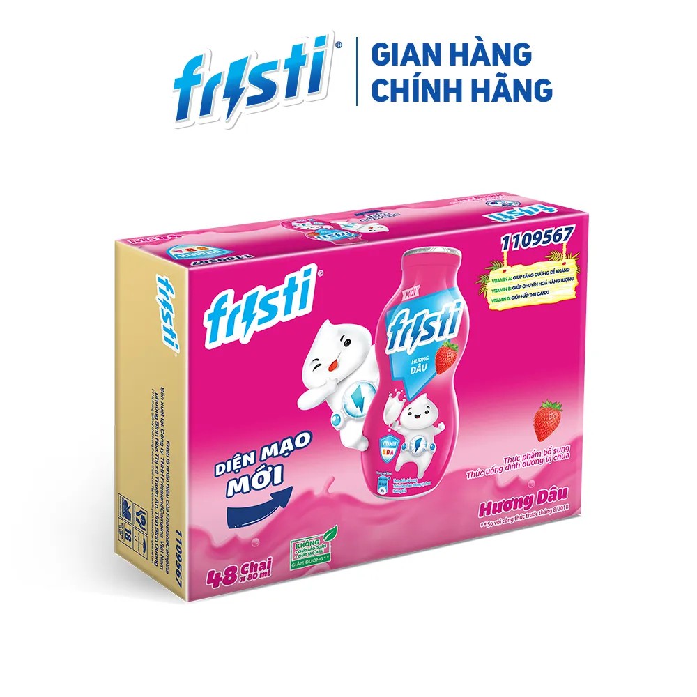 Thùng 48 Chai Sữa chua uống Fristi vị dâu 80ml/chai