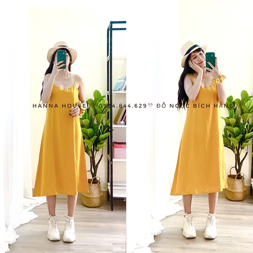[Đầm Xinh] Đầm Midi 2 Dây Đũi Lụa Xinh Xắn. Chất Mềm Mịn, Nhẹ Nhàng, Mát Mẻ. Đầm Midi Freesize Cực Dễ Chịu. PHS1080