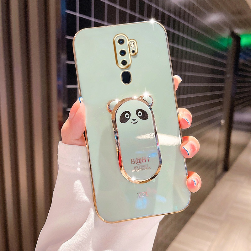 Ốp Điện Thoại Hình Gấu 6D Có Giá Đỡ Cho OPPO A9 2020 A5 2020 A31 2020 A8