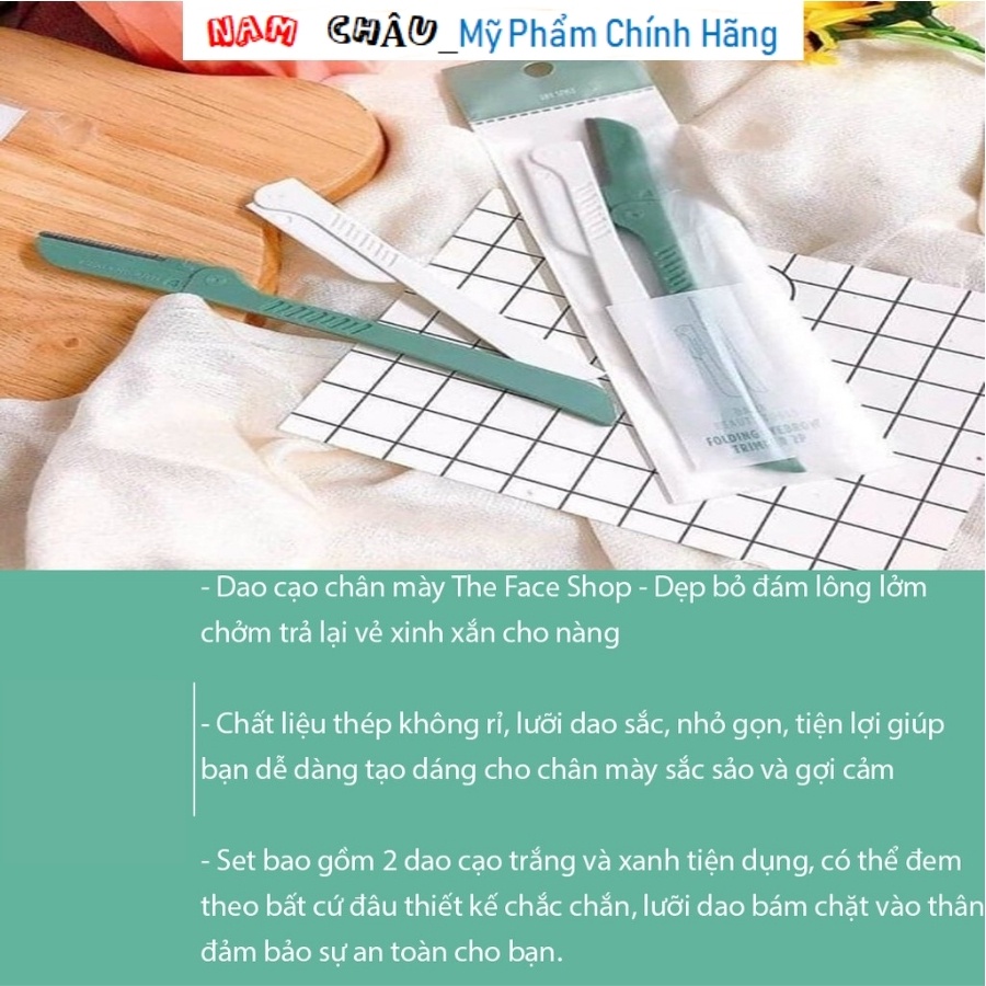 Dao cạo lông mày, chân mày THE FACE SHOP DAILY BEAUTY TOOLS FOLDING EYEBROW TRIMMER 2P NPP Nam Châu