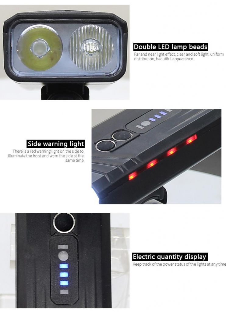 【In stock】 Bicycle Front Light Usb Rechargeable Dual Lamp Bead High-Brightness Lighting Intelligent Induction Mobile Power Outdoor 【In stock】