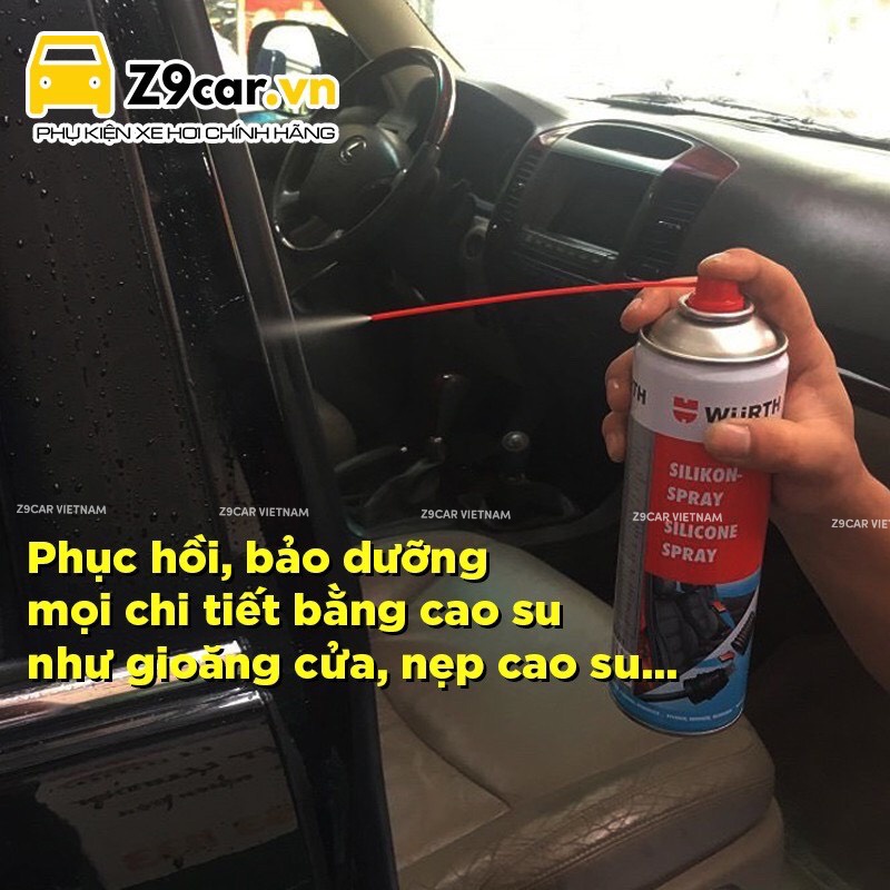 Chai xịt bảo dưỡng cao su ô tô Wurth Rubber Care - Nhập khẩu Đức