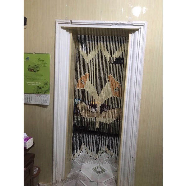 MÀN RÈM HẠT GỖ DẦY TREO CỬA