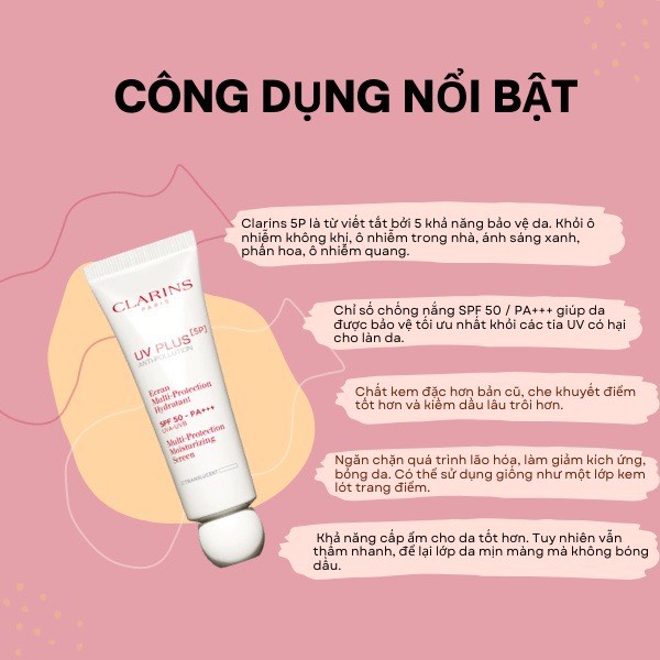 Kem Chồng Nắng Clarins kem chống nắng vật lý, kiềm dầu nhờn suốt 24h