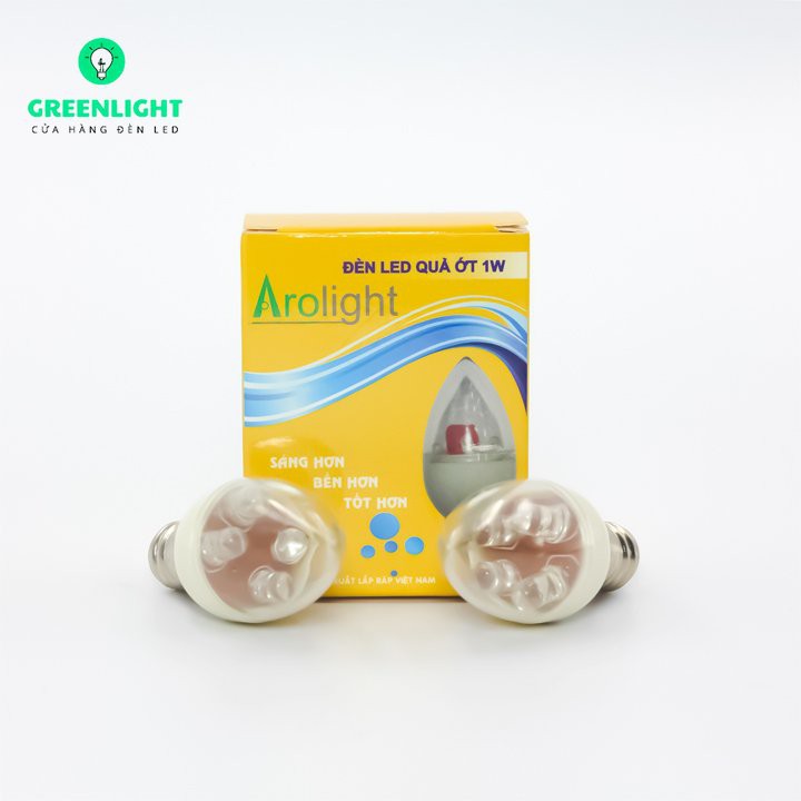 Bộ 6 Bóng Đèn LED Ớt Đổi màu 1W E12 Arolight, trang trí nhà cửa, thắp bàn thờ, Bảo hành chính hãng 12 tháng