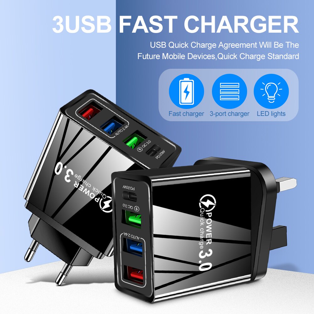 Củ Sạc Nhanh 3.0 PD USB Type C 20W Cho iPhone 12 11 8 Plus