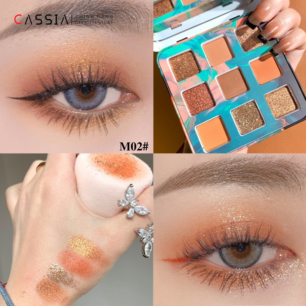 [Tặng mặt nạ] Phấn Mắt 9 Ô BIYA Màu Ánh Nhũ Kim Tuyến Lấp Lánh, Eye Shadow Bền Màu BIYA