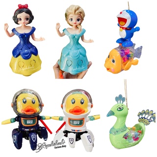 Lồng đèn trung thu pin công chúa elsa, búp bê lắc vòng, con công, vịt phi hành gia, doraemon cưỡi cá chép cho bé