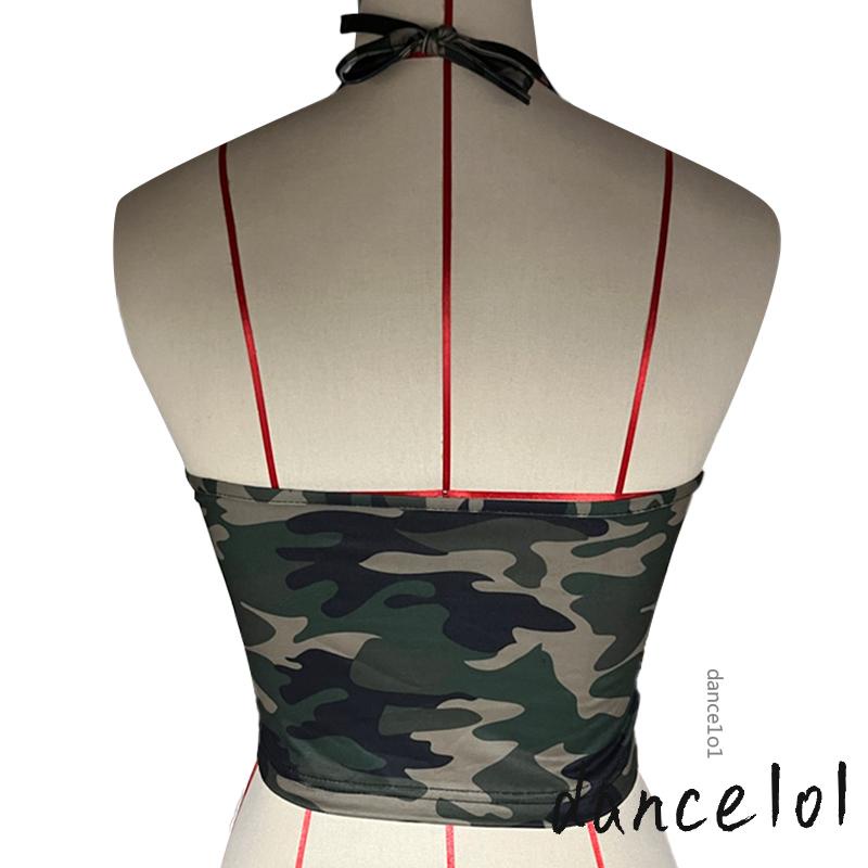 Áo Tank Top Hở Lưng Hoạ Tiết Lính dance1o1