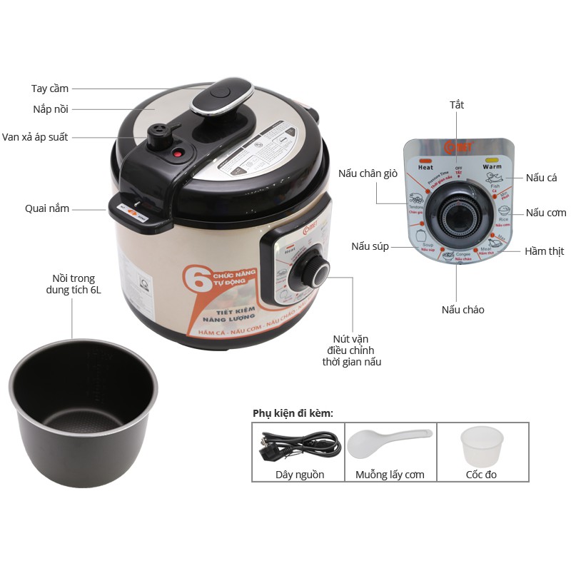 🥘𝙁𝙍𝙀𝙀𝙎𝙃𝙄𝙋🥘Nồi áp suất điện Comet CM6150 5.0L( HÀNG CHÍNH HẢNG)