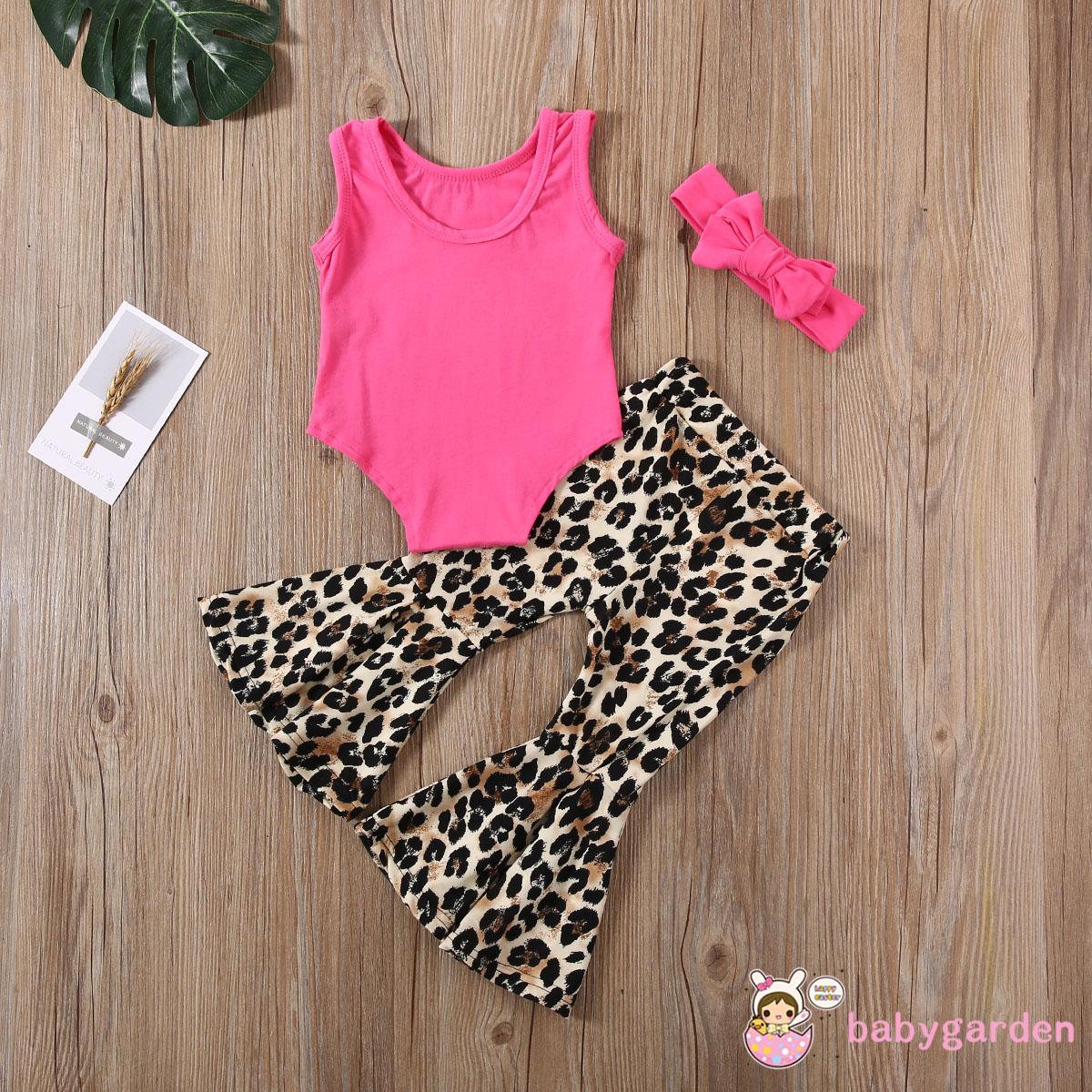 Set Jumpsuit Sát Nách Hoạ Tiết Da Báo + Quần Dài Cho Bé Gái