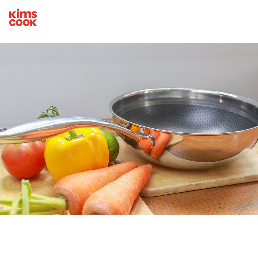 Chảo chống dính sâu lòng Kims Cook Blackcube inox 304 , 3 lớp đúc liền đáy từ