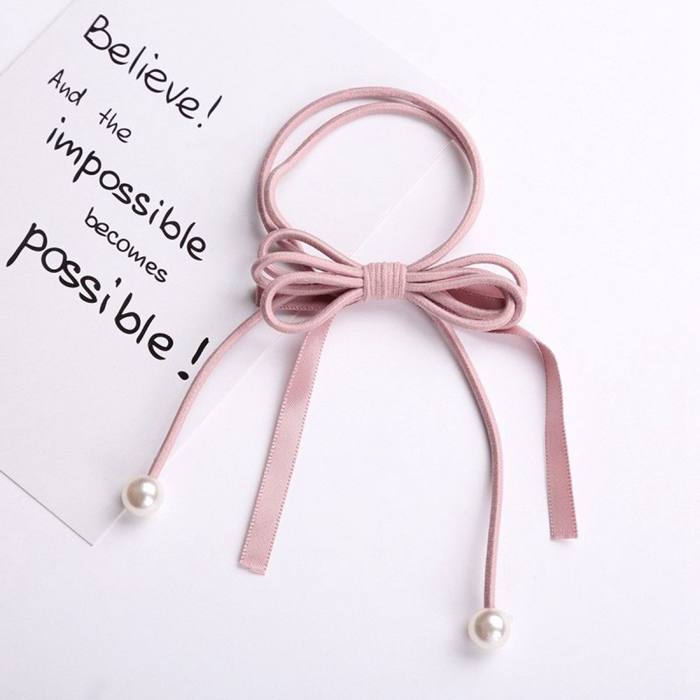Dây cột tóc hình nơ đính hạt giả ngọc trai