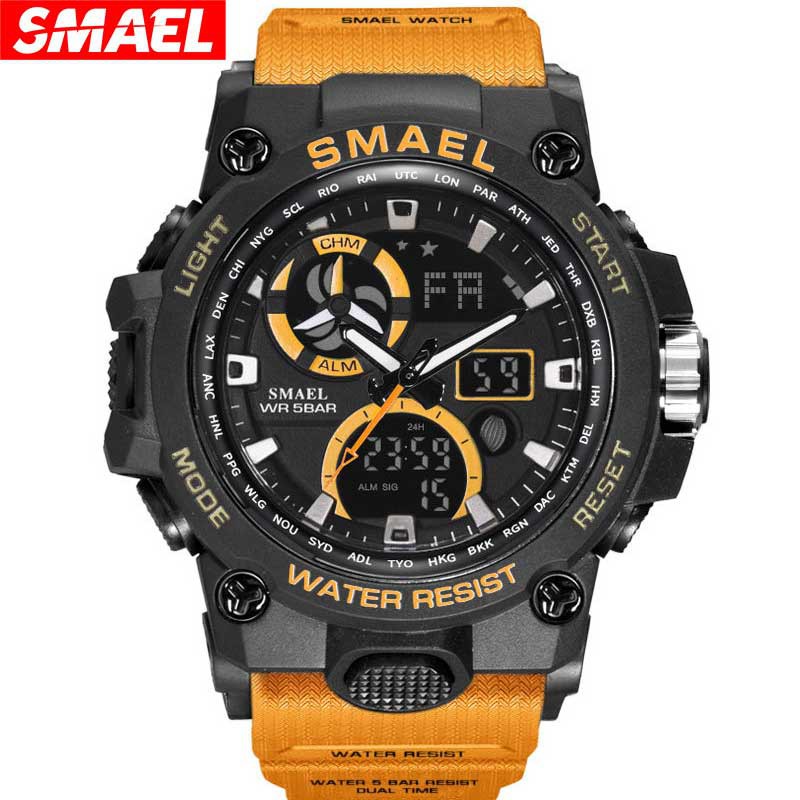 Đồng Hồ Quartz Điện Tử Hiển Thị Ngày Chống Thấm Nước SMAEL8011 24 Giờ Cho Nam