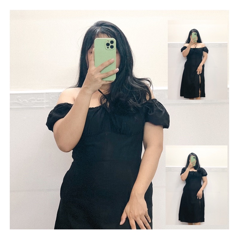 Bigisze Đầm midi nhíu ngực xẻ đùi Lily dress