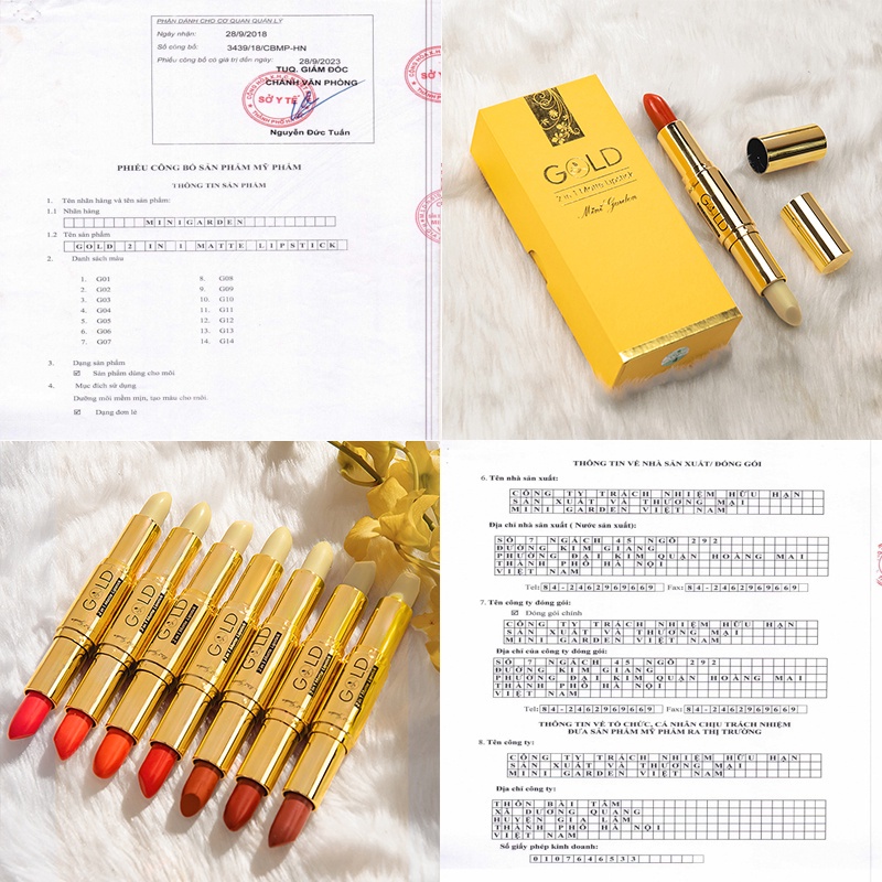 Son gold son môi Mini Garden gold 2 in 1 matte lipstick nhung lì PV997 4.5g