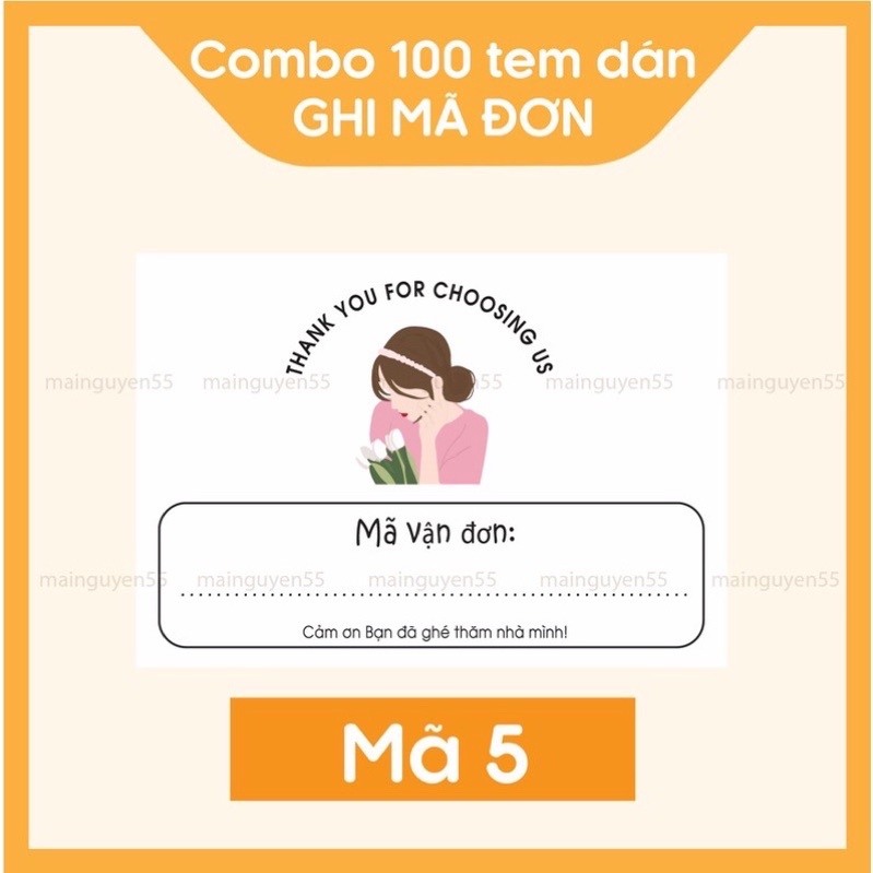 Tem dán Thank You , Tem Ghi Mã Đơn