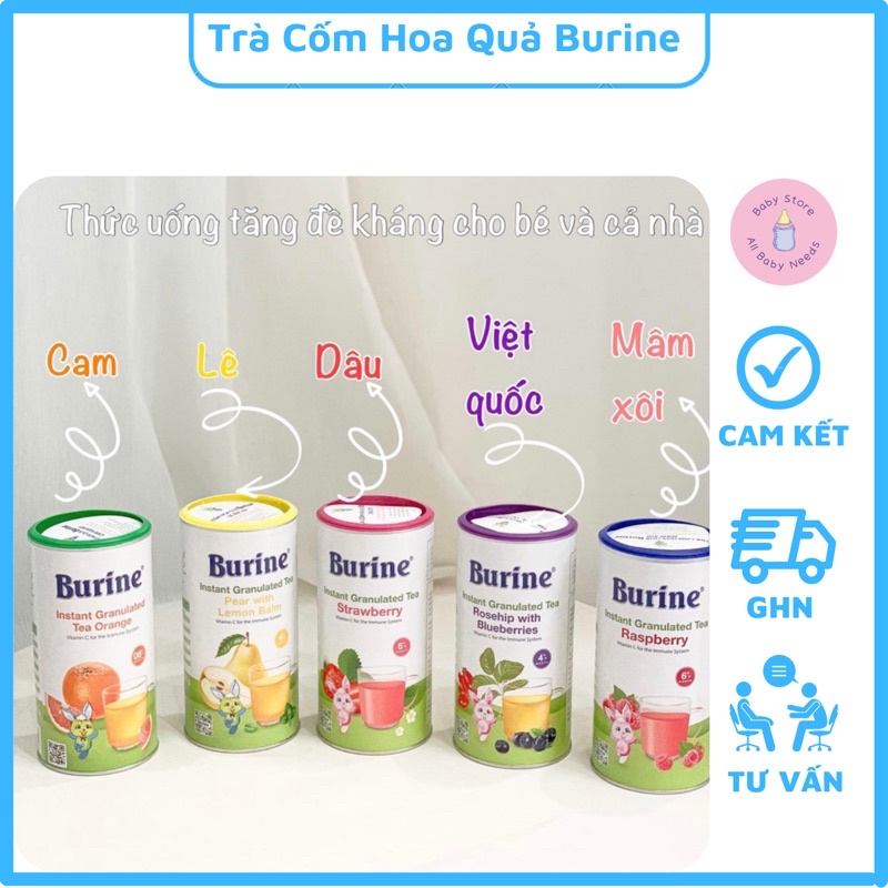 Trà Cốm Hoa Quả Burine Bổ Sung Vitamin C, Tăng Đề Kháng Cho Bé Từ 4 Tháng