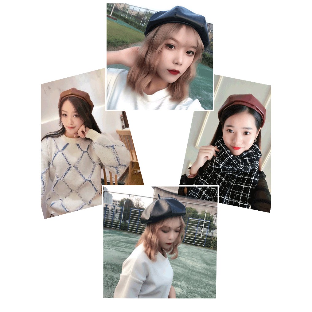 [Hàng Xịn] Mũ Nồi Da Chất Da Pu Cao Cấp Phong Cách Mũ Beret Hàn Quốc Nhiều Màu Hot Trend