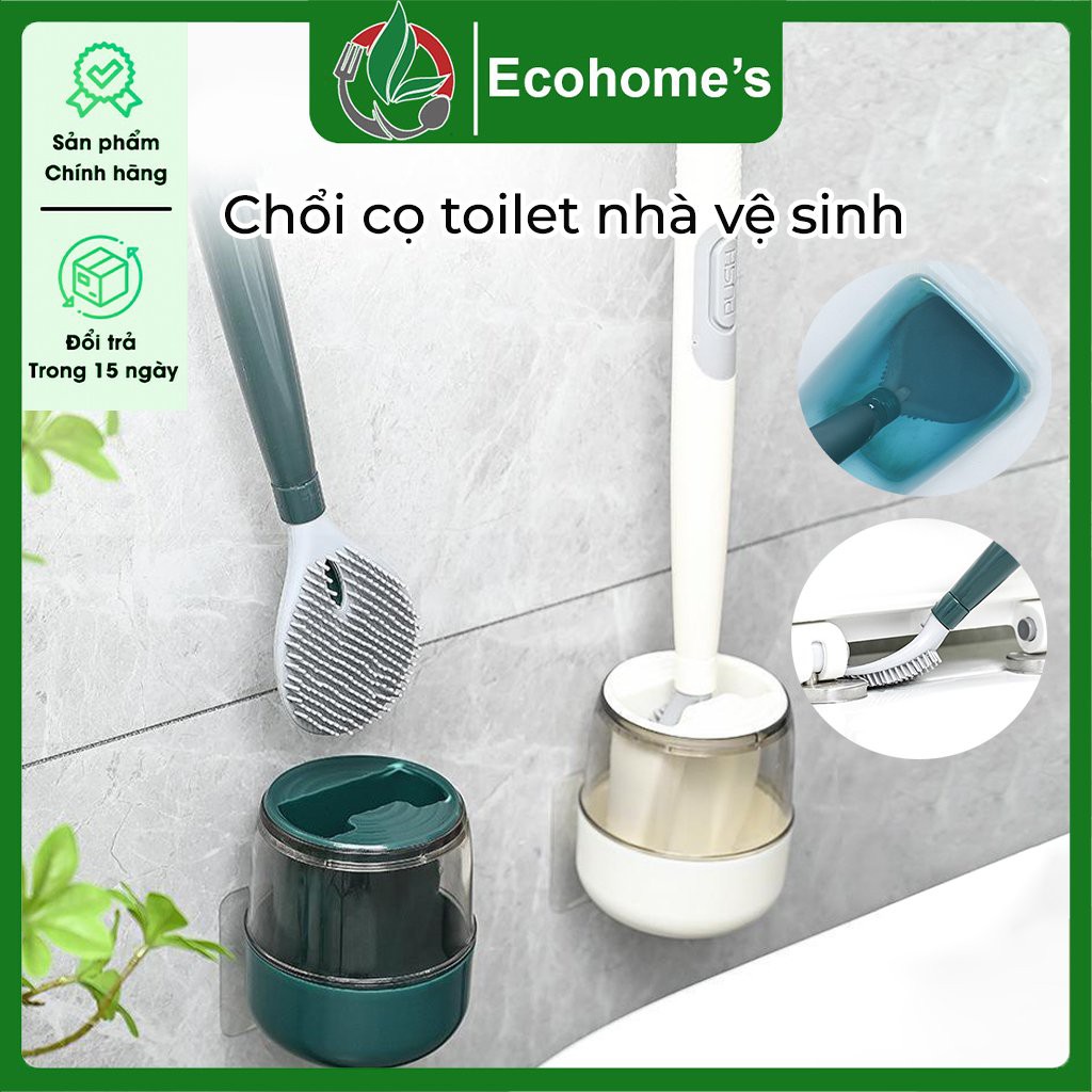 Chổi cọ nhà vệ sinh gắn tường có bình chứa xà phòng chổi cọ toilet silicon cán dài thế hệ mới tiện lợi