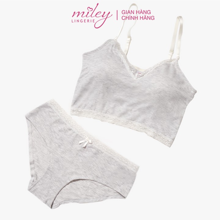 Bộ Đồ Lót Nữ Cotton Lụa Phối Ren Nature Wind Miley Lingerie BRC1113_FCP1111