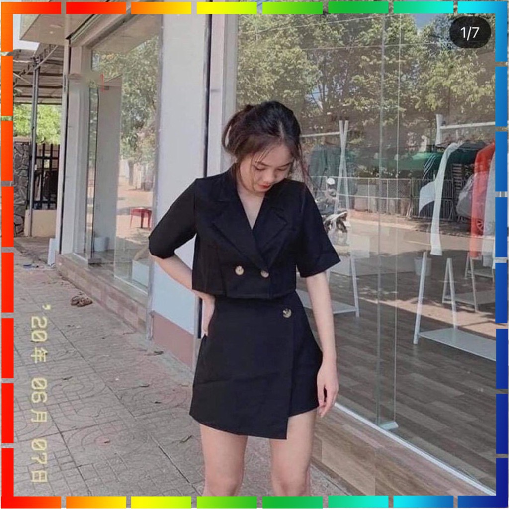 ( ẢNH THẬT ) - SET ĐỒ NỮ CÁ TÍNH ÁO CROPTOP KIỂU VEST CHÂN VÁY LỆCH CHỮ A DÀY DẶN FORM NHƯ HÌNH | BigBuy360 - bigbuy360.vn