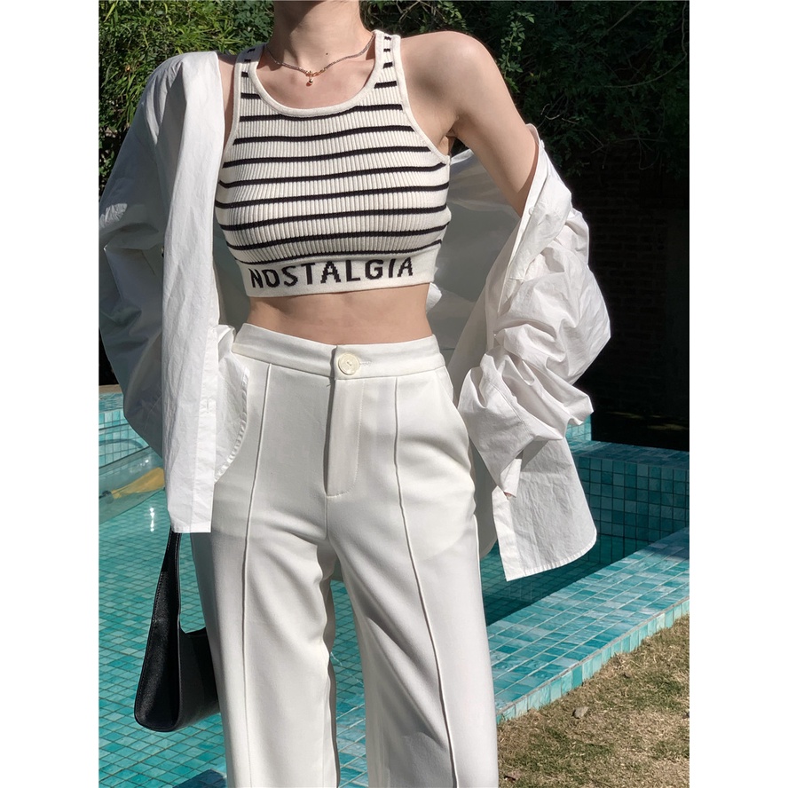 Áo hai dây dệt kim thời trang mùa hè cho nữ